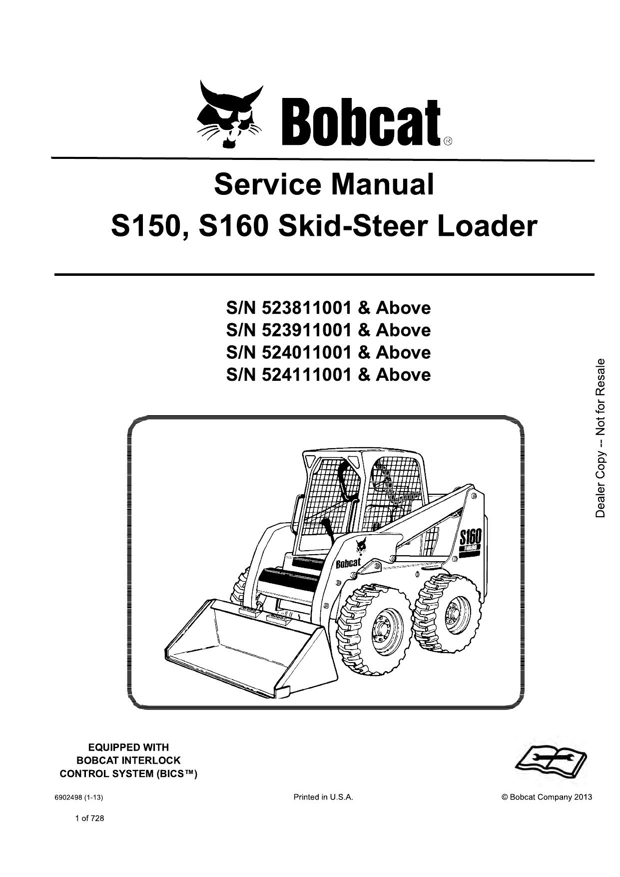 S150, S160 Skid-Steer Loader Service Manual Bobcat